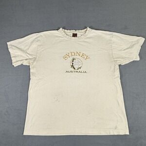 Sydney Australia Vintage T-Shirt Size L Embroidered Cream Made‎ In Australia